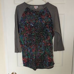 LuLaRoe Vibrant Floral Pattern 3/4 Sleeve Top